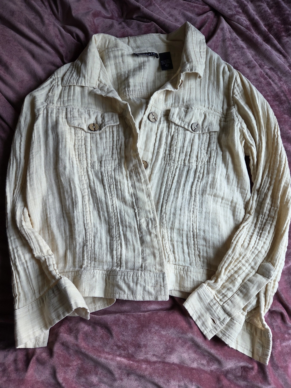 Frazzel Button-Down Cotton Jacket Shirt in Cream